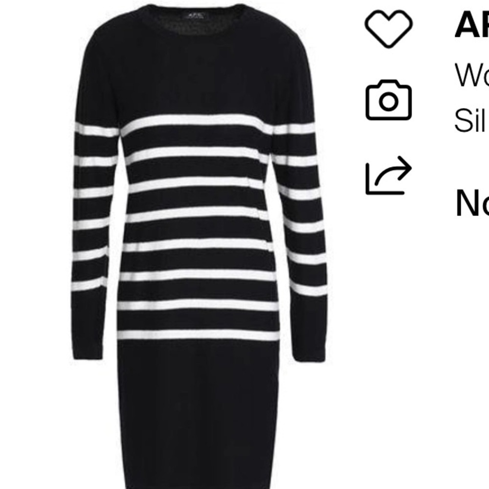 APC Serberg Striped Silk Mini Dress Black Cream Size Small